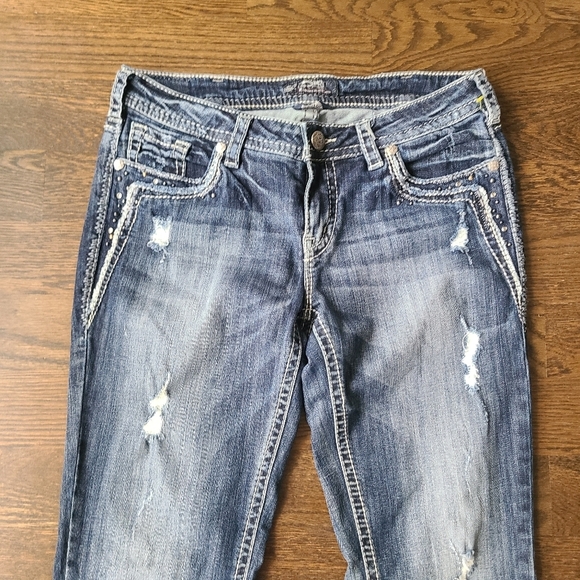 Silver Jeans Aiko Bootcut  Stylish Blue Distressed Women's Jeans Sz.31/33 - Picture 2 of 11